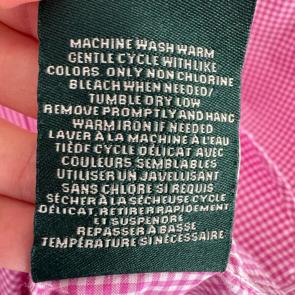 Lauren Ralph Lauren Pink White Checkered Long Sleeve Button Up Boy's Size 20 - Picture 5 of 6